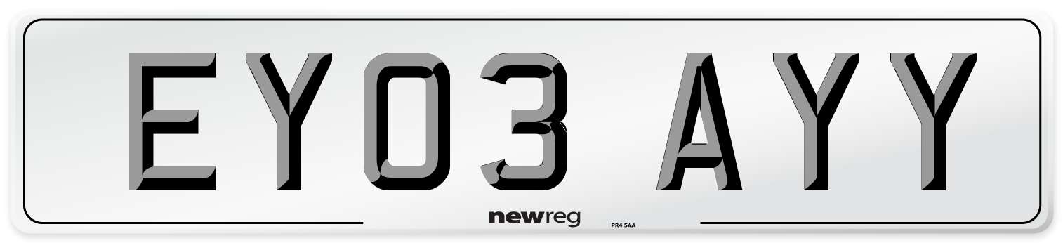 EY03 AYY Number Plate from New Reg